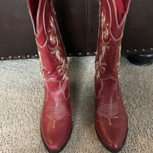 Women's Cowboy Boots Brand: Ram Vida Burgundy & Gold 7.5M